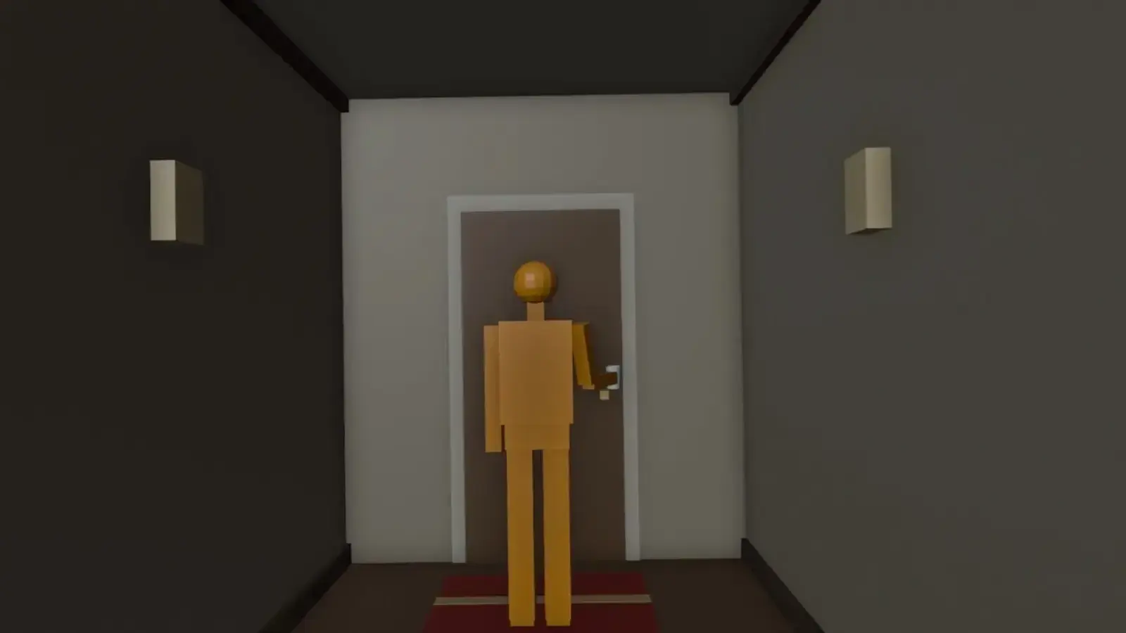 Corridor That Turns: the same frame as a Blender previz